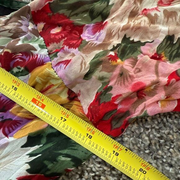 Vintage Bila Red Black Maxi Dress Medium Boho Paisley Floral Button Down - Picture 5 of 7